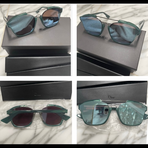 DIOR 2023 TOP SPRING COLOR IS GREEN,THIS PAIR HAS THE BLUE FLASH MIRROR LENSES - Picture 6 of 16